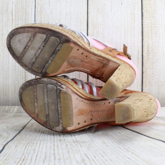 Frye Lena White Leather Strappy Sling Back Cork Platform Heeled Sandals 7 M - Picture 9 of 9